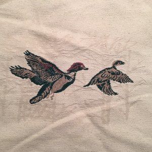 Vintage Embroidered Ducks Jacquard Weave Fabric